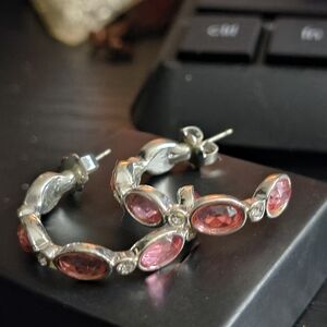 Avon Pink Crystal Hoop Earrings - Women Jewelry